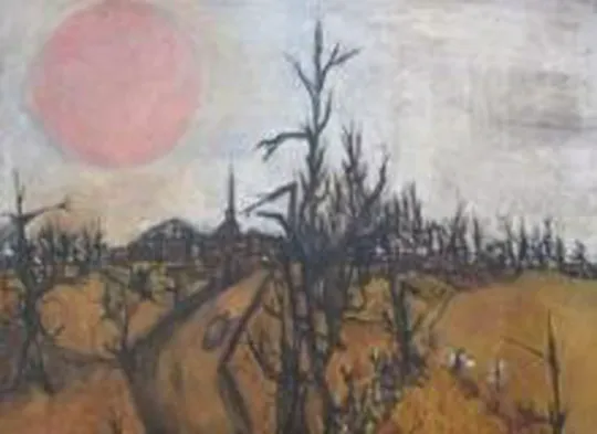 Painting from the exhibition, depicting a landscape